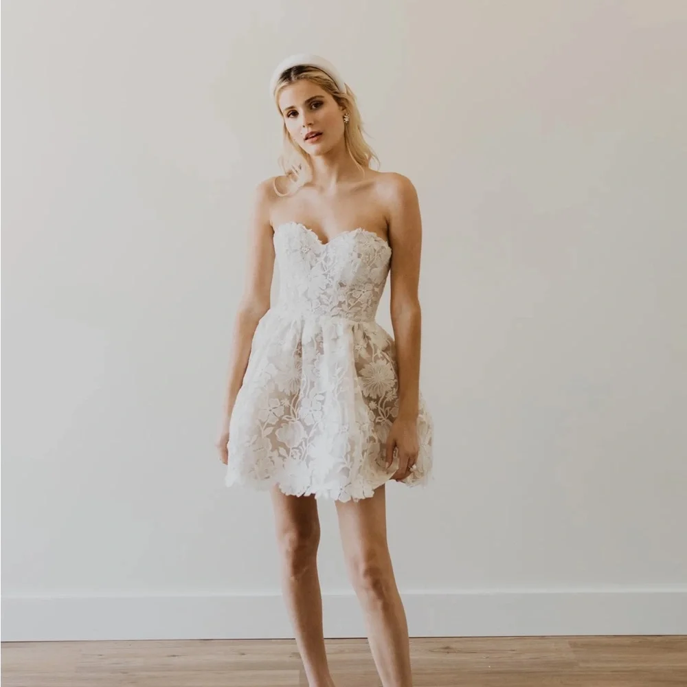 By Watters Strapless Little White Dress - Picture 2 of 11